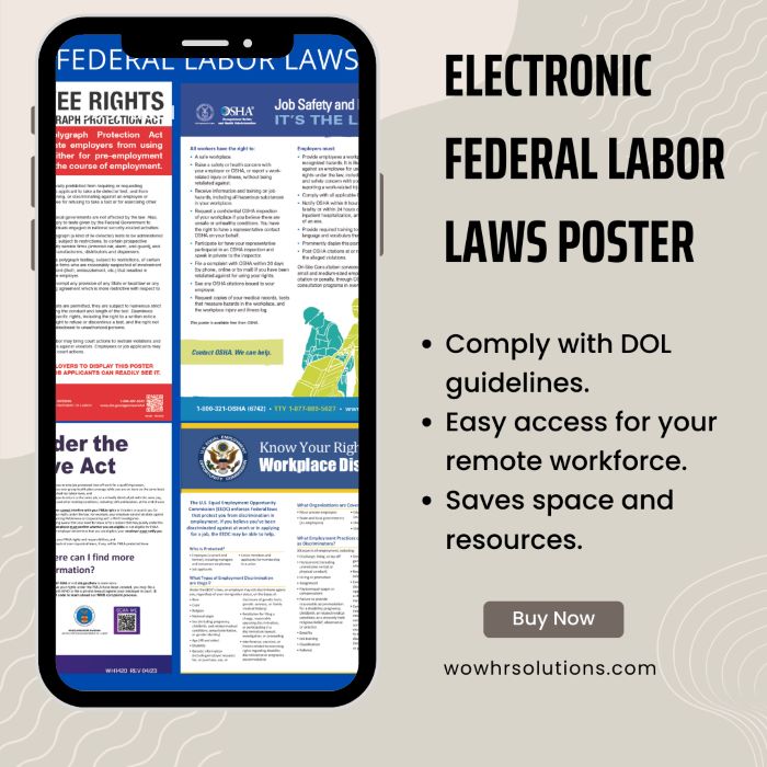 An Image of an All-In-One-Digital Federal Labor Laws Poster on a Tablet